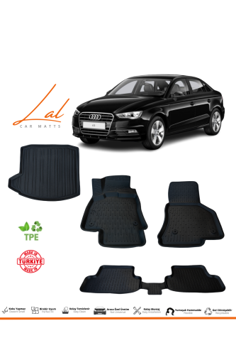 Audi A3 Sedan 2013-2019 3D Havuzlu Paspas Bagaj Havuzu Seti - 0