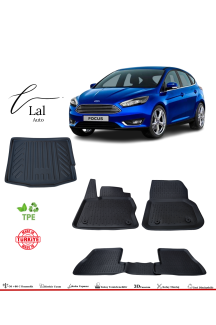 Ford Focus 4 Hatchback İnce Stepne (2015-2018) 3D Havuzlu Paspas Bagaj Havuzu Seti