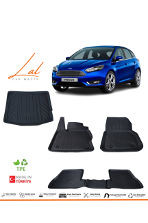 Ford Focus 4 Hatchback Kalın Stepne (2015-2018) 3D Havuzlu Paspas Bagaj Havuzu Seti