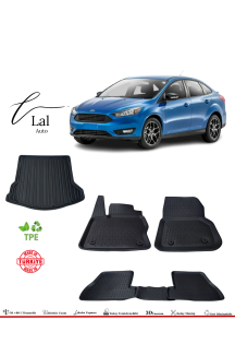 Ford Focus 4 Sedan İnce Stepne (2015-2018) 3D Havuzlu Paspas Bagaj Havuzu Seti