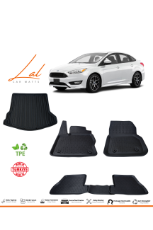 Ford Focus 4 Sedan İnce Stepne (2015-2018) 3D Havuzlu Paspas Bagaj Havuzu Seti