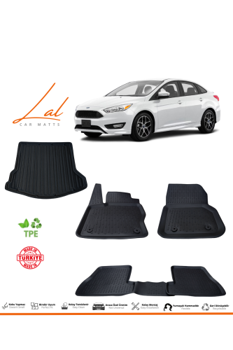 Ford Focus 4 Sedan İnce Stepne (2015-2018) 3D Havuzlu Paspas Bagaj Havuzu Seti - 0