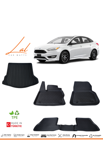 Ford Focus 4 Sedan İnce Stepne (2015-2018) 3D Havuzlu Paspas Bagaj Havuzu Seti - 0
