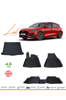 Ford Focus 5 Hatchback 2019+ İnce Stepne 3D Havuzlu Paspas Bagaj Havuzu Seti