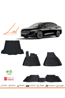 Ford Focus 5 Sedan 2019+ İnce Stepne 3D Havuzlu Paspas Bagaj Havuzu Seti