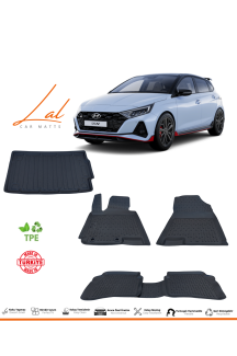 Hyundai i20 2020+ (Elite Plus-N Paket) 3D Havuzlu Paspas Üst Kademe Bagaj Havuzu Seti