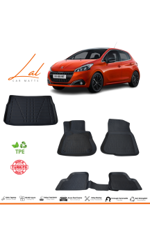 Peugeot 208 2013-2019 3D Havuzlu Paspas Bagaj Havuzu Seti