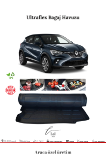 Renault Captur 2020+ Alt Kademe 3D Bagaj Havuzu
