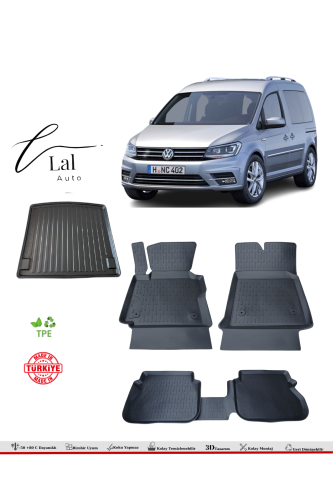 Volkswagen Caddy 2011-2021 3D Havuzlu Paspas Bagaj Havuzu Seti - 0